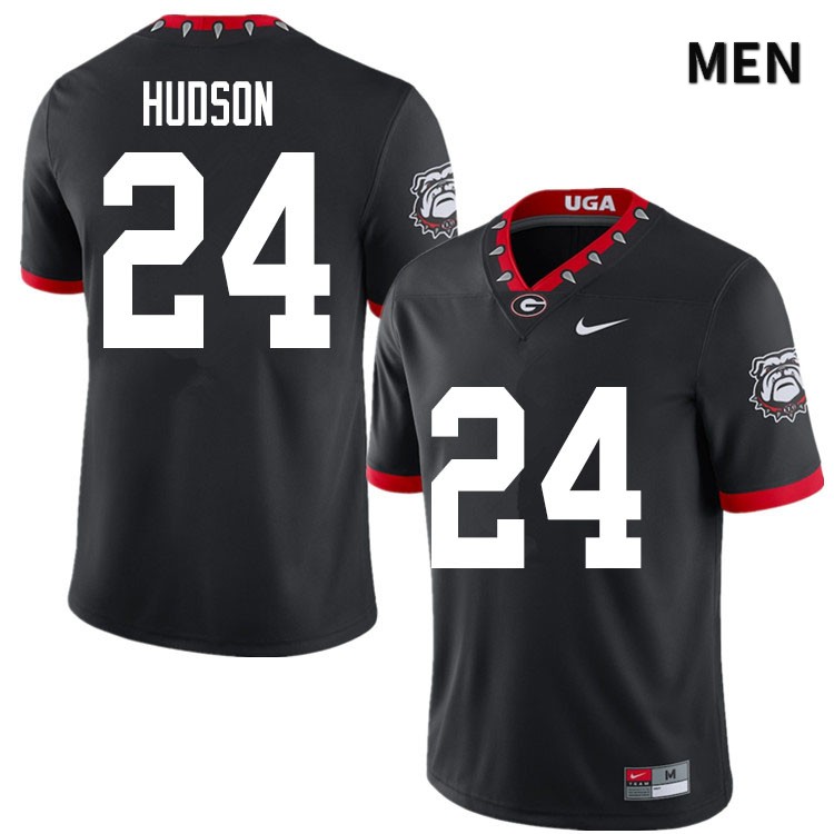 Georgia Bulldogs Men's Prather Hudson #24 Black 2020 Mascot 100th Anniversary Stitched College UGA Football Jersey 23AV014OD